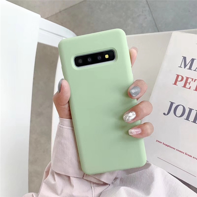 Samsung Galaxy Note8 Note9 S10 S9Plus S8 ของเหลว ยางทำจากซิลิคอน เป็นต้นฉบับ กันชน กรณี ผอม อ่อนนุ่ม TPU ปก Liquid