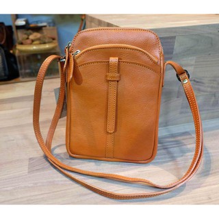 Leather Bag code : LB014 กระเป๋าหนังสะพายข้าง สีน้ำตาลอ่อน