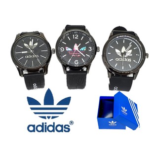 ฟรีกล่อง!! นาฬิกาแฟชั่น ผู้หญิง สายดำadidas ระบบเข็ม สกินลายตัวล้อคและสาย นาฬิกาข้อมือ RC136