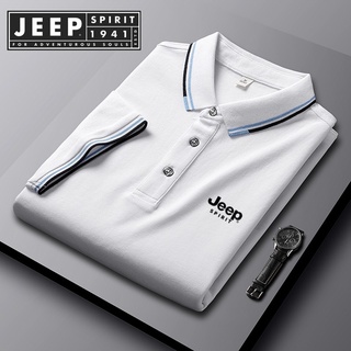 JEEP SPIRIT 1941 ESTD ใหม่ เสื้อโปโล แขนสั้น ผ้าฝ้าย แฟชั่นฤดูร้อน สไตล์นักธุรกิจ สําหรับผู้ชาย