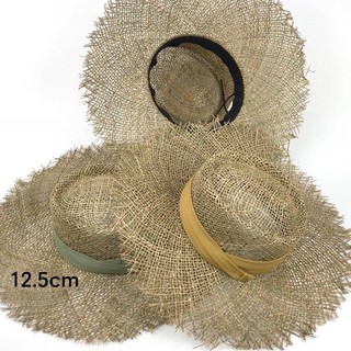 หมวกสานปีกกว้าง Michelle Straw Hat คาดผ้าสี