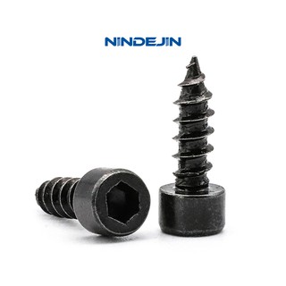 NINDEJIN 20-50pcs M2/M2.6/M3/M3.5/M4/M5/M6 Hex Hexagon Socket Cap Head สกรูแตะด้วยตัวเอง 8.8 เกรดคาร์บอนสีดำสกรูหัว