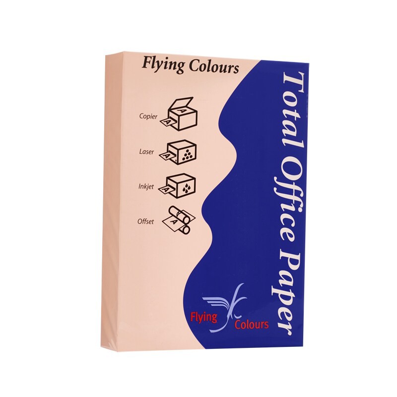 กระดาษสีถ่ายเอกสาร #18 A4 80แกรม สีชมพู (500แผ่น) ฟลายอิ้ง Copy color paper, # 18 A4 80 gram pink (5
