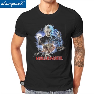 เสื้อยืดโอเวอร์ไซส์เสื้อยืดคอกลม แขนสั้น ผ้าฝ้าย พิมพ์ลาย Hellraiser Pinhead Horror Halloween สําหรับผู้ชายS-3XL