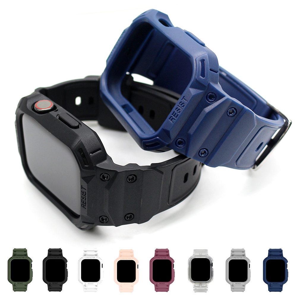 เคส + สายซิลิโคน ชุดป้องกัน สำหรับ Apple Watch Strap Series 11 10 Ultra 2 9 8 7 6 5 SE 4 3 สายนาฬิกา Band iWatch 49 46 45 44 42 41 40 38mm
