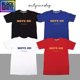 🔥พร้อมส่ง🔥 BWCB-พร้อมส่ง เสื้อยืดแขนสั้นพิมพ์ลายตัวหนังสือ สไตล์มินิมอล "MOVE ON" เสื้อยืดเท่ห์ oversize unisex