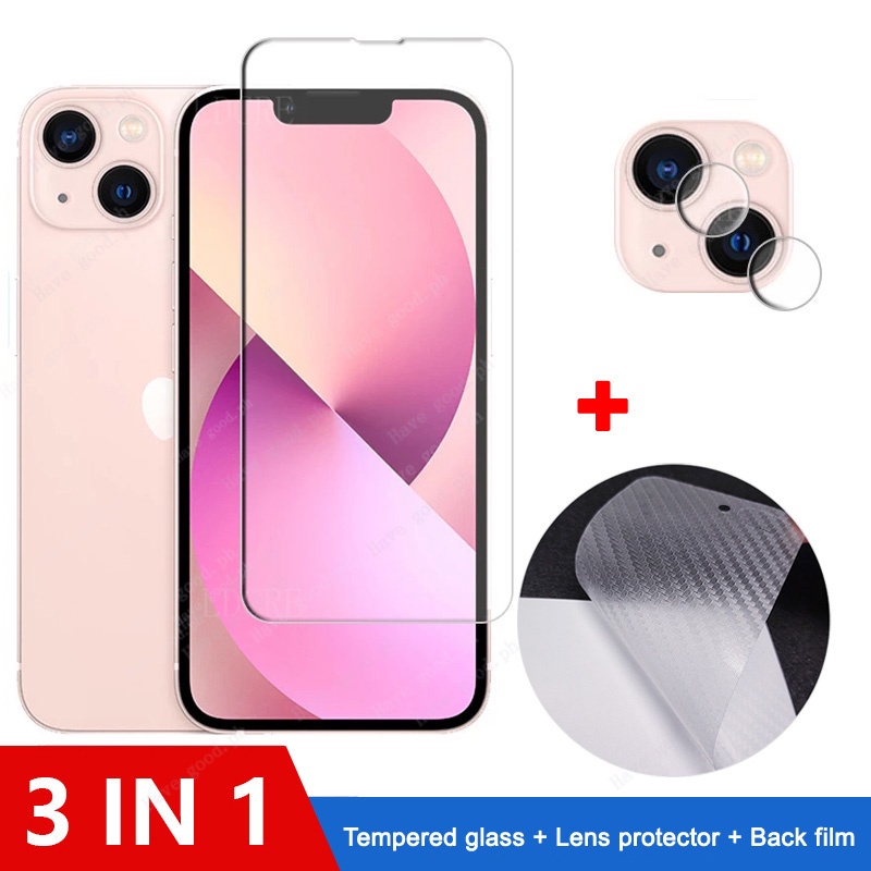 3-in-1 ฟิล์ม iPhone 15 Pro Max Plus ฟิล์มกระจกนิรภัยกันรอยหน้าจอ HD 9H สําหรับ iPhone 11 12 13 14 15 Pro Max 15 Pro Max