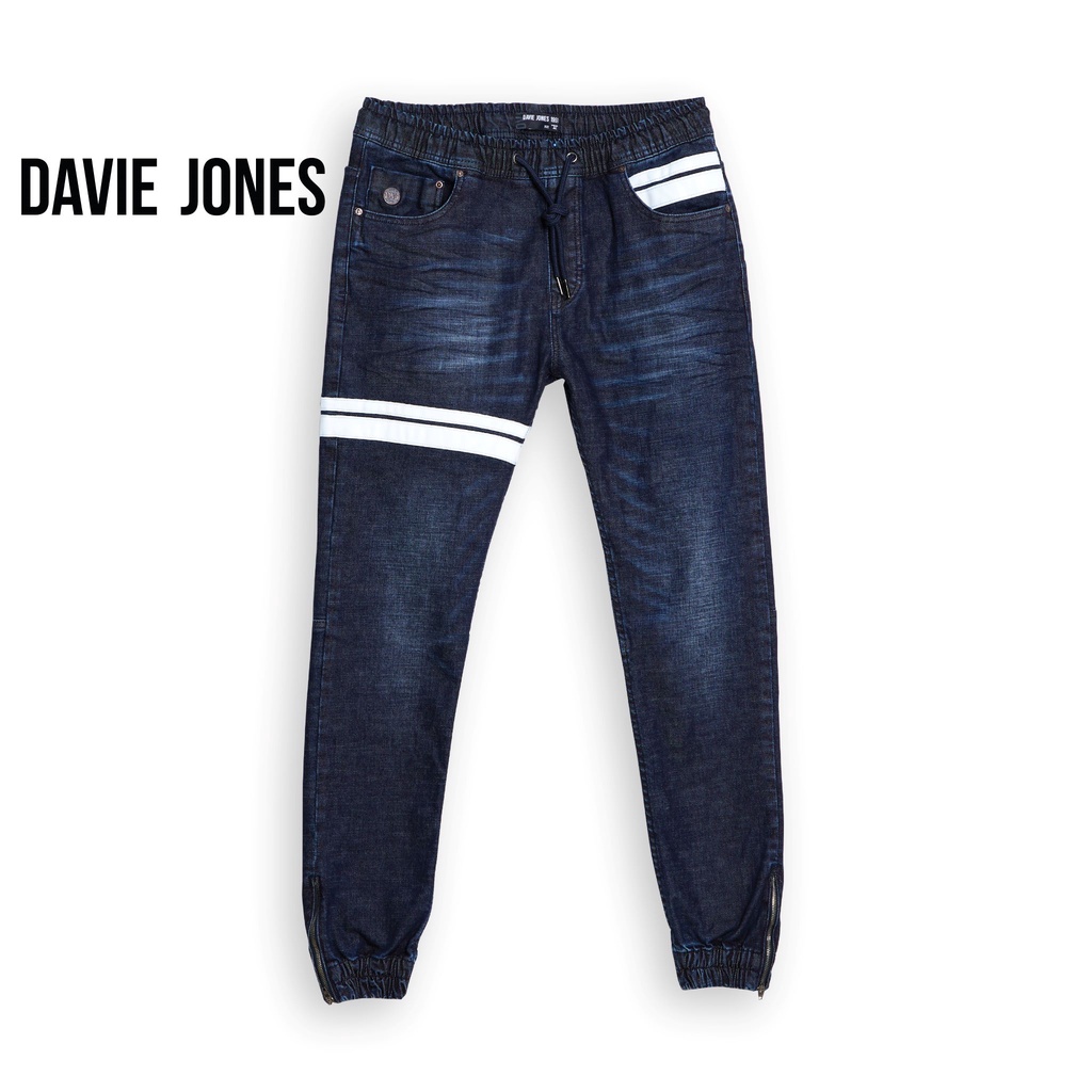 DAVIE JONES กางเกงจ็อกเกอร์ ยีนส์ เอวยางยืด Elastic Waist Denim Joggers GP0134 DN สีกรม
