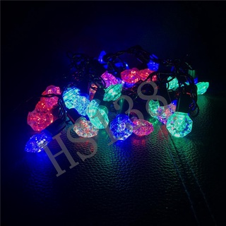 HS ไฟ LED 40LED ยาว 4 เมตร เพชรทรงแบน (สีรวม) ในร่มและกลางแจ้ง ไฟตกแต่ง