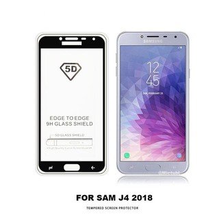 กระจกนิรภัย กันรอย กาวเต็ม เต็มจอ เก็บขอบ 5D Samsung Galaxy J4 2018 สีดำ