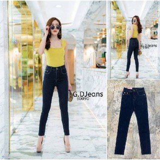 G.D.Jeans รุ่น 90090#กางเกงยีนส์ขายาวผ้ายืดทรงเดฟสียีนส์เข้มทรงเรียบ