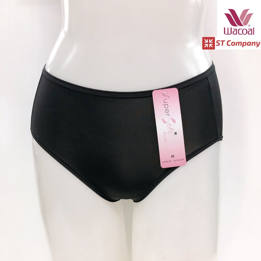 Wacoal Super Soft Short ทรงเต็มตัว เอวสูง สีดำ Black (1 ตัว) รุ่น WU4992 ขอบเรียบ กางเกงในผู้หญิง วาโก้ เต็มตัว กางเกงใน