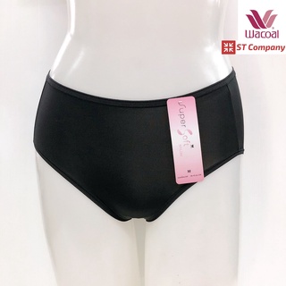 Wacoal Super Soft Short ทรงเต็มตัว เอวสูง สีดำ Black (1 ตัว) รุ่น WU4811 ขอบเรียบ กางเกงในผู้หญิง วาโก้ เต็มตัว กางเกงใน