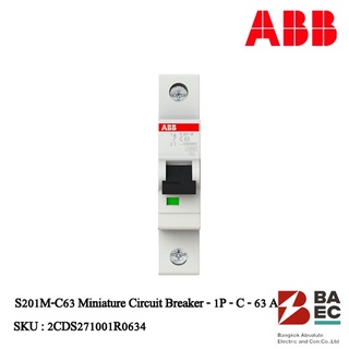 ABB S201M-C63 เซอร์กิตเบรกเกอร์ 63Amp 1P 10KA