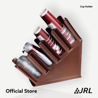 JRL ที่ใส่แก้ว พลาสติก 4 ช่อง แบบเอียง (สีน้ำตาล)