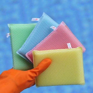 (ยกแพ็ก) Poly-Brite โพลี-ไบรท์ ฟองน้ำหุ้มตาข่าย (คละสี) สปอนจ์อัลตร้า ไม่เป็นรอย ขัดเทฟลอน เครื่องแก้ว (6 ชิ้น,12 ชิ้น)