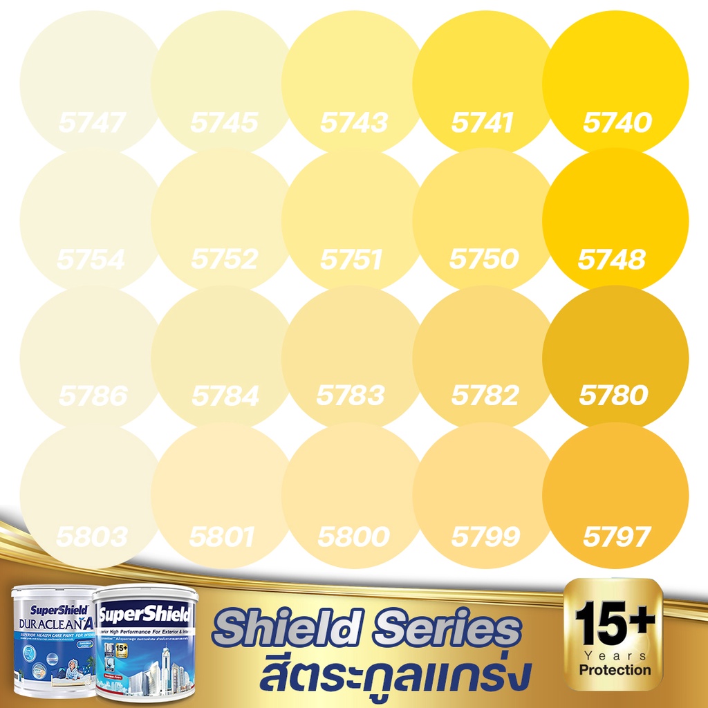 TOA Supershield + Duraclean A+ กึ่งเงา สีเหลือง ขนาด 9L สีภายนอก+สีภายใน สีเกรด15ปี สีน้ำ สีทาบ้าน สีเกรดสูง