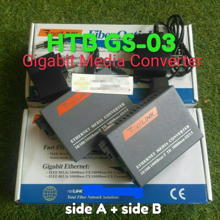 Fo gigabyte Netlink HTB-GS-03 Gigabit Media Converter RJ45 Fiber Optic gs03