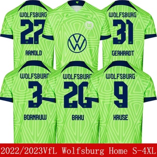 เสื้อกีฬาแขนสั้น ลายทีมชาติฟุตบอล VfL Wolfsburg HT1 2022-2023 ชุดเหย้า สําหรับผู้ชาย และผู้หญิง TH1