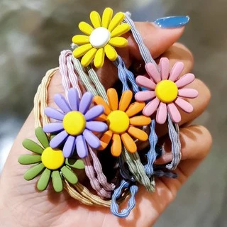 (A-006) *ขั้นต่ำ 5 เส้น*ทุกสี1บาท* ยางรัดผมลายดอกไม้ดอกเดซี่ สไตล์เกาหลี