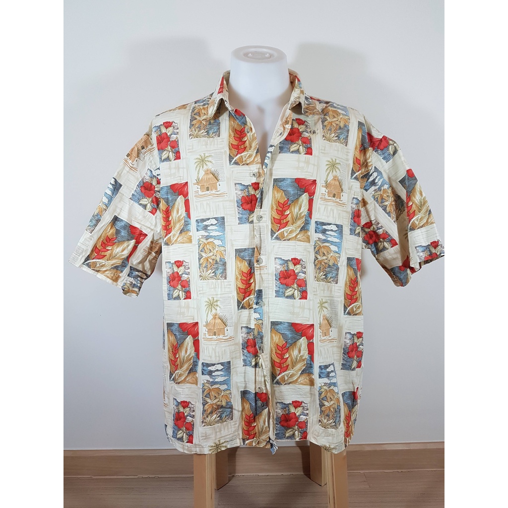 เสื้อฮาวาย Hawaii Shirt แบรนด์ pierre cardin ไซส์ 2XL