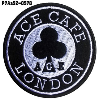 อาร์มปักลาย ACE CAFE LONDON /Size 7*7cm #ปักดำขาวพื้นดำ งานปักราคาดีสมราคา No.P7Aa52-0578 พร้อมส่ง!!!