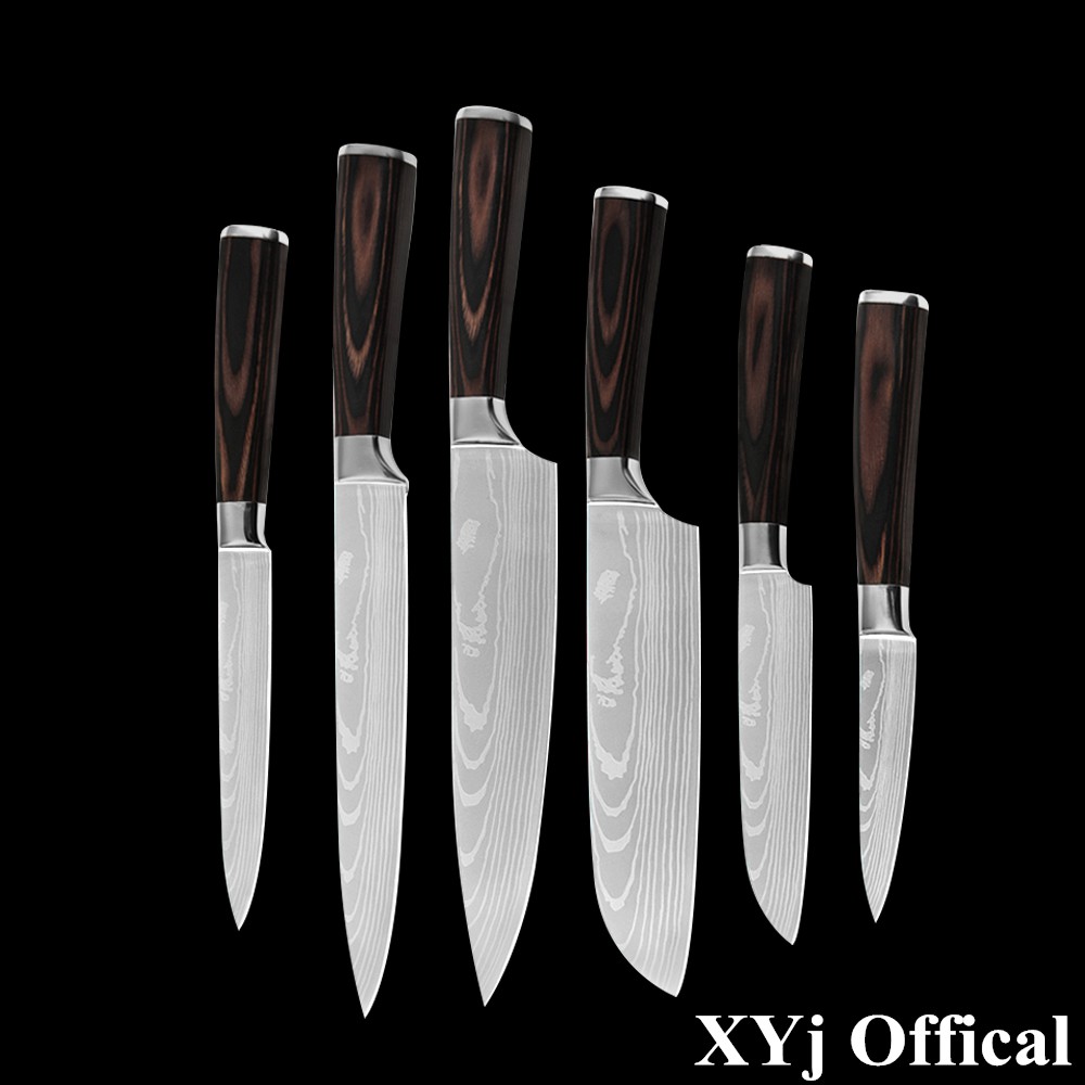 มีดหั่นขนมปัง：XYj 8cs Kitchen Stainless Steel Knives Set 8'' Knife
