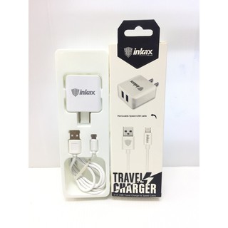 Inkax 2.1A CD-02 Dual USB Charger EU Plugโทรศัพท์มือถือแบบพกพาTravel Wall Chargerอะแดปเตอร์สำหรับmicro Ip Type-C