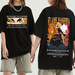 T-shirt  เสื้อยืดแขนสั้น ผ้าฝ้าย พิมพ์ลายอนิเมะ Demon Slayer Kimetsu No Yaiba สไตล์ฮิปฮอปS-5XL