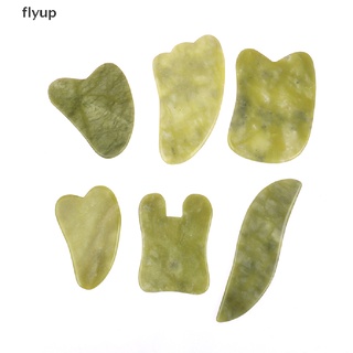 Flyup หินหยกกัวซาธรรมชาติ หินควอตซ์ รูปหัวใจ สีเขียว สําหรับนวดใบหน้า