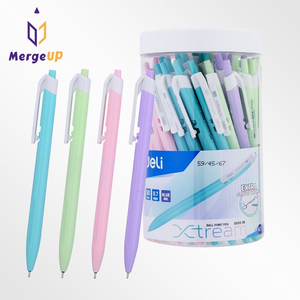 ปากกาลูกลื่น 0.7 Xtream Q03336 DELI หมึกน้ำเงิน หมึกแดง