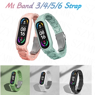 สายนาฬิกาข้อมือเรซิ่น แบบเปลี่ยน สําหรับ Xiaomi Mi Band 6 5 4 3 Mi Band 5 6 Smartwatch