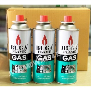 BUGA GAS ฝาจุกแดง (แพ็ค 3 กระป๋อง)  แก๊สกระป๋อง ใหญ่375ml # รุ่นใช้กับเตาแก๊สปิคนิคพกพา #BUGA FLAME GAS For Pinic Stove