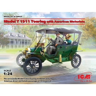 โมเดลรถคลาสสิก ICM Model ขนาด 1/24 ICM24025 Model T 1911 Touring with American Motorists