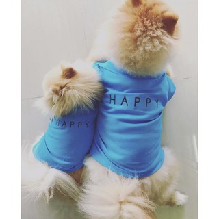 เสื้อโปโลน้องหมาน้องแมว ปัก happy