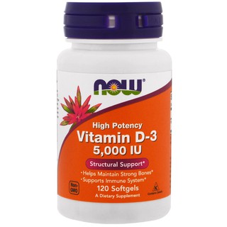 Now Foods, Vitamin D-3, High Potency, 5,000 IU, 120 Softgels