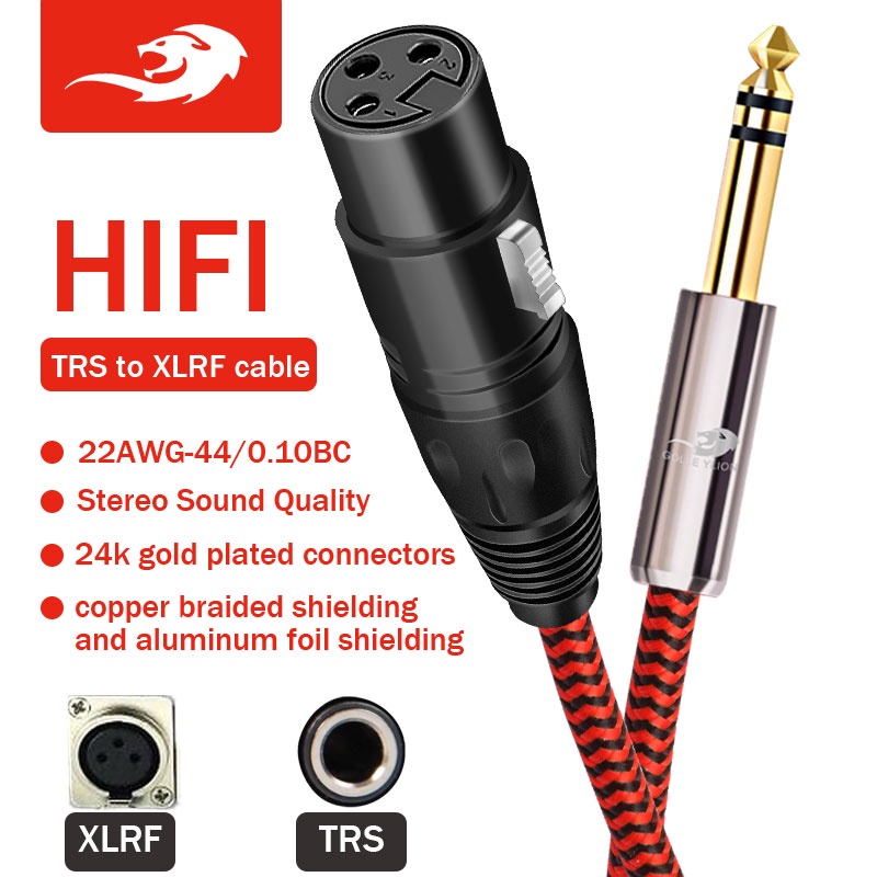 สายเคเบิ้ล Trs To Xlr Female 1/4 นิ้ว 6.35 มม. สําหรับเครื่องขยายเสียงคอนโซลเสียง
