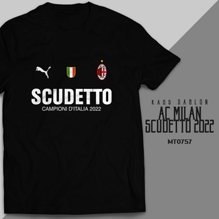 เสื้อยืด ลายฟุตบอล AC MILAN SCUDETTO CAMPIONI D ITALIA 2022 สีดํา XS - 6XL