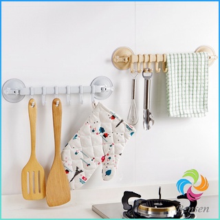 Bensen ที่แขวนของ ที่แขวนติดผนัง ถ้วยดูดยึดผนัง ไม่ต้องเจาะรู Coner Towel Hanger with 6 clips