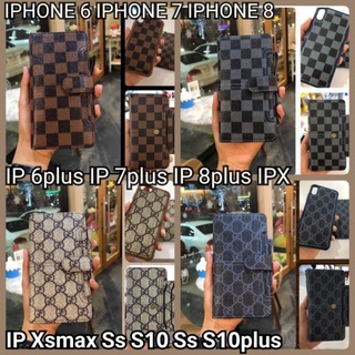 ฝาพับเปิดปิดลายแฟชั้นiPhone6~7~8~6plus~7plus~8plus~X~Xr~Xs~Xsmax