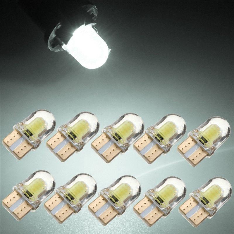 หลอดไฟซิลิโคน T10 194 168 W5W COB 4 SMD LED CANBUS สีขาว สําหรับรถยนต์ 10 ชิ้น