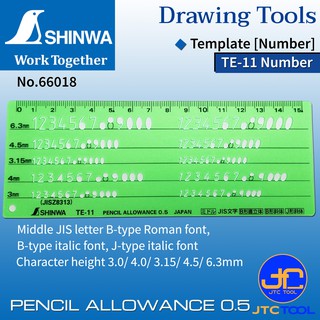 Shinwa แผ่นเขียนแบบตัวเลข รุ่น 66018 - Template [Number] No.66018