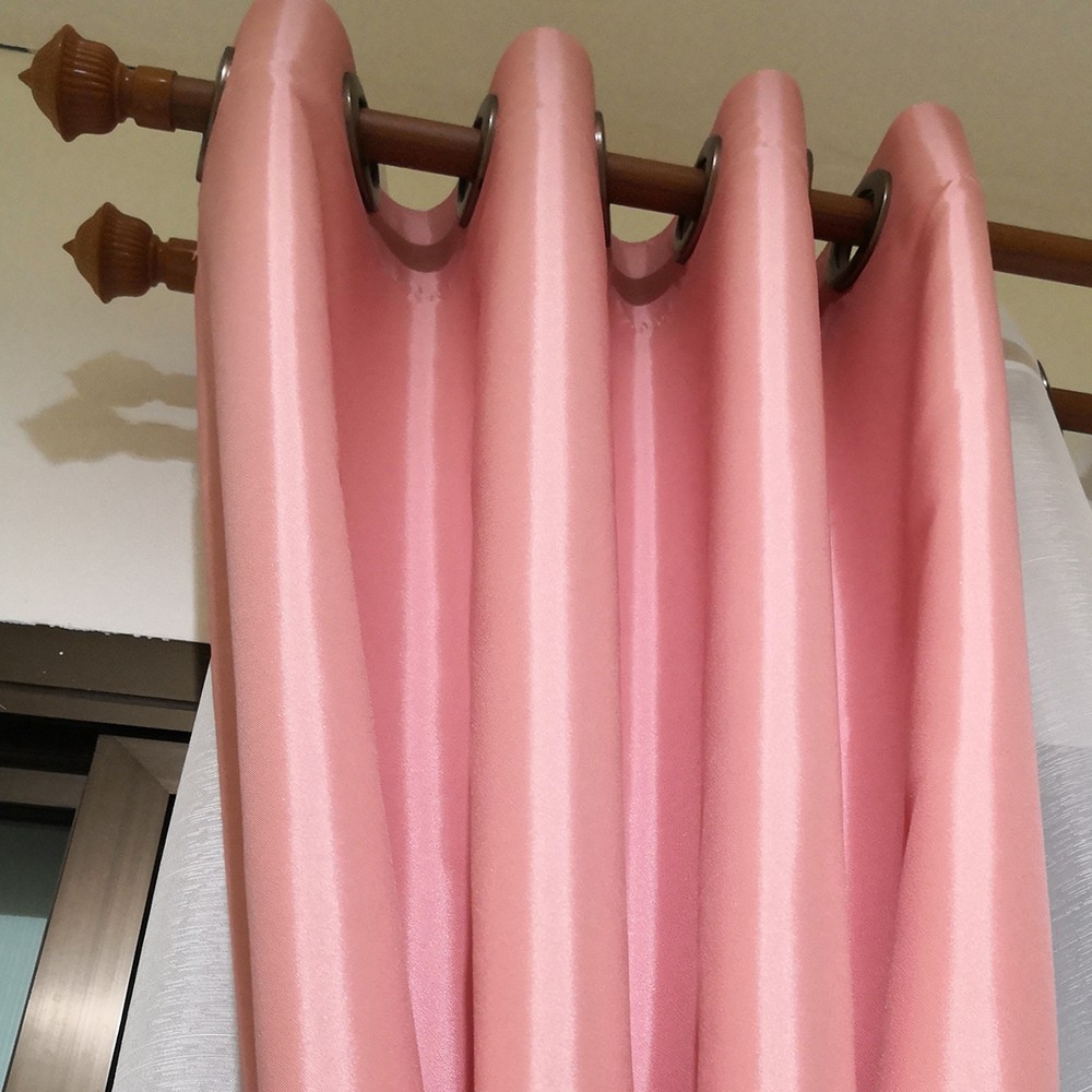 ม่านตาไก่ ม่านสำเร็จรูป สบาย 001-24 สีชมพู ผ้าม่านหน้าต่าง ผ้าม่านประตู slnM