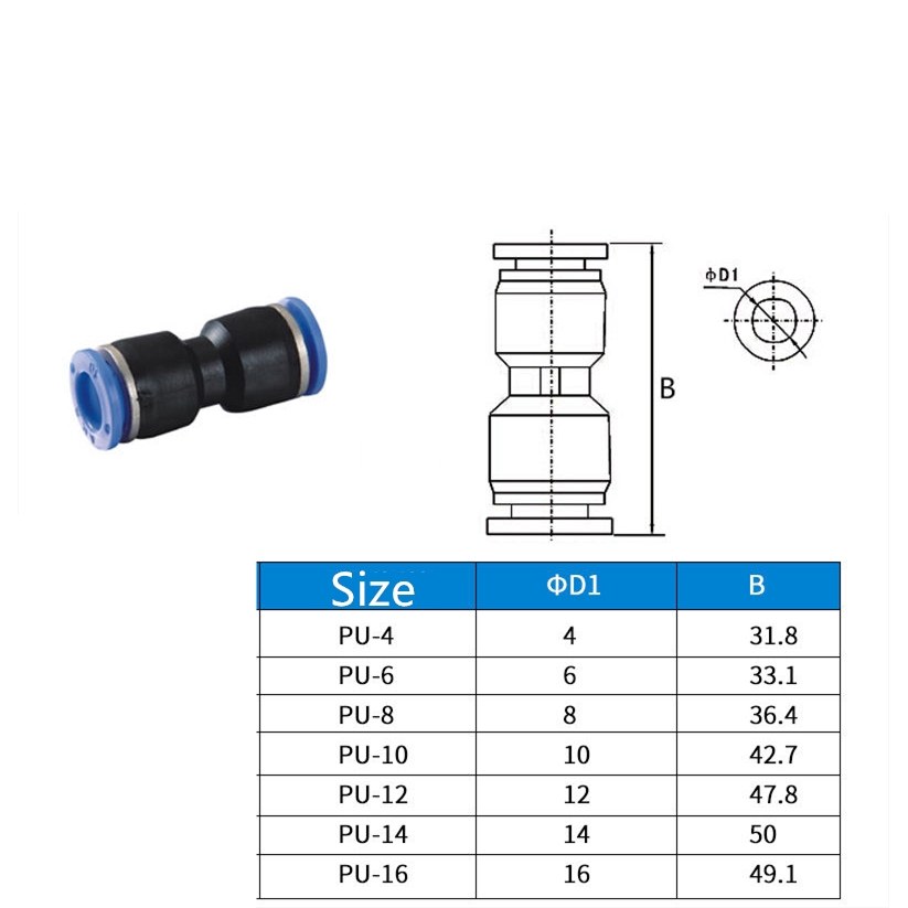 ท่ออากาศนิวเมติก pu 4 มม - 16 มม 1 ชิ้น