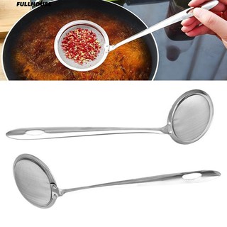 ₳ สแตนเลสตาข่ายช้อน Sifter Sieve เครื่องครัวทำอาหาร Skimmer Strainer