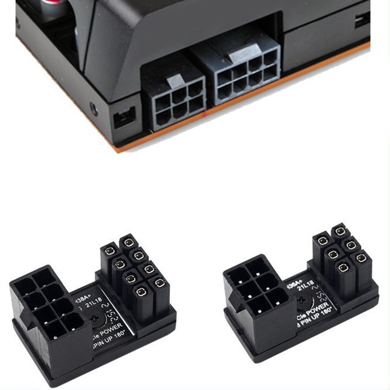 Btsg อะแดปเตอร์พาวเวอร์ GPU VGA 8Pin 6pin ตัวผู้ 180 องศา U Turn to 8Pin 6pin Female สีดํา