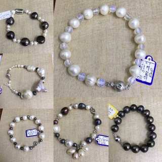 สร้อยข้อมือมุกแท้100% ไข่มุกแท้ Fresh Water Pearl Bracelet มีหลายสีหลายไซส์  สินค้าพร้อมส่ง 1เส้นไม่ซ้ำ B