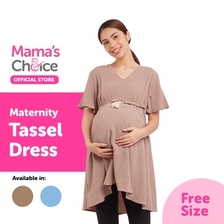 Mamas Choice ชุดคลุมท้องให้นม ชุดคนท้อง เสื้อให้นมลูก ไม่โป๊ มีซับใน - Tassel Dress