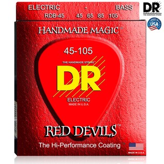 DR Strings RDB-45 Red Devils สายกีตาร์เบส 4 สาย แบบเคลือบ, Medium 45/105 ** Made in U.S.A. **