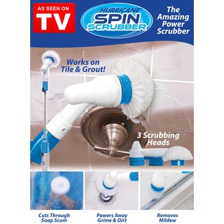 SPIN Scrubber แปรงขัดเอนกประสงค์ไฟฟ้าไร้สายแบบชาร์จ แปรงขัดทำความสะอาด ไม้ถูพื้น ขัดห้องน้ำ พลังหมุน 300 รอบ/นาที-สีฟ้า